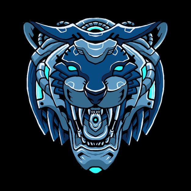 Cyber tiger head  illustration