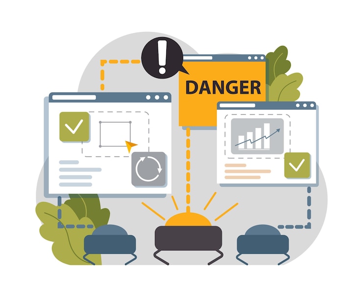 Vector cyber or web security set artificial intelligence provide data protection and database safety of a digital device protection of the internet access cyber attack prevention flat vector illustration
