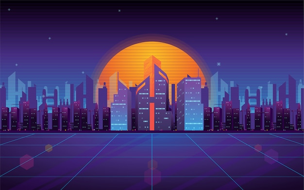 Cyber world cityscape