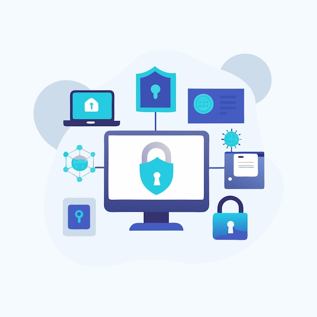 Cyberbeveiligingsinfografische vectorbronnen