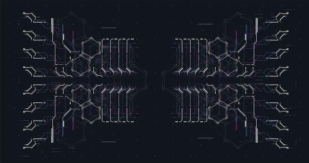Cybercultuur Cyberpunk futuristische posterprogrammering en virtuele omgevingen hacken Moderne flyer voor web en print Tech Abstract postersjabloon met HUD-elementen