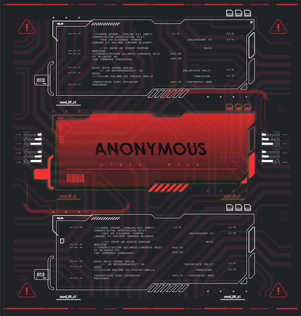 Cybercultuur Cyberpunk futuristische posterprogrammering en virtuele omgevingen hacken Moderne flyer voor web en print Tech Abstract postersjabloon met HUD-elementen