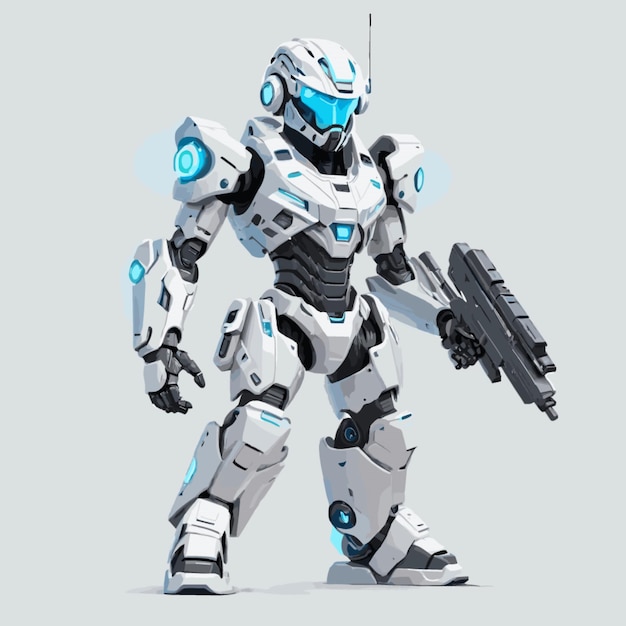Vector cybernetic soldier vector on white background