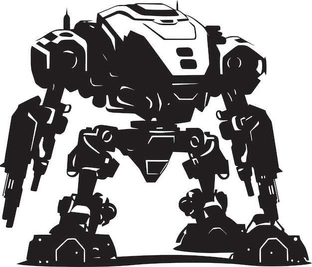 Vector cybernetic vanguard black logo icon mechanical gladiator war robot design