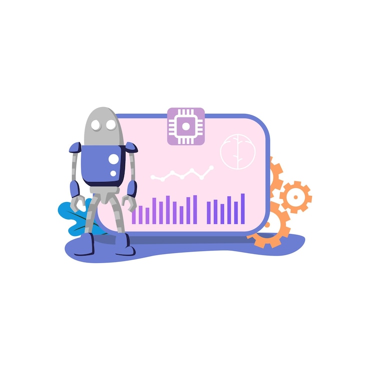 Vector cybernetics flat style illustration