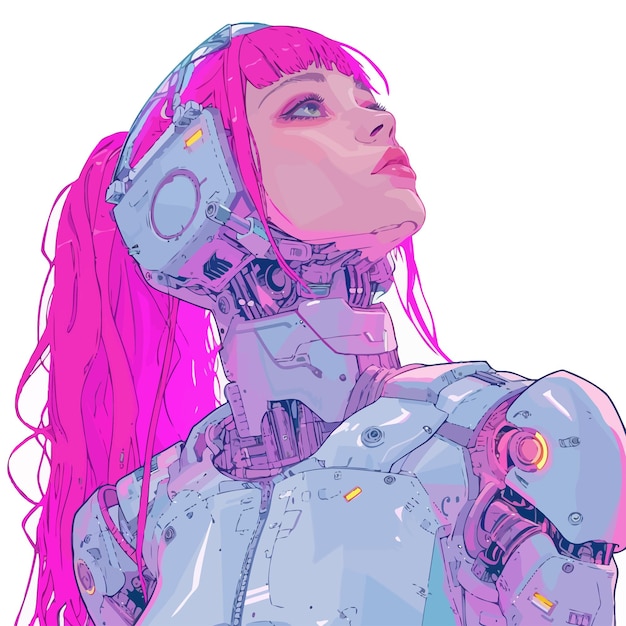 Vector cyberpunk anime girl