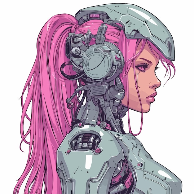 Vector cyberpunk anime girl