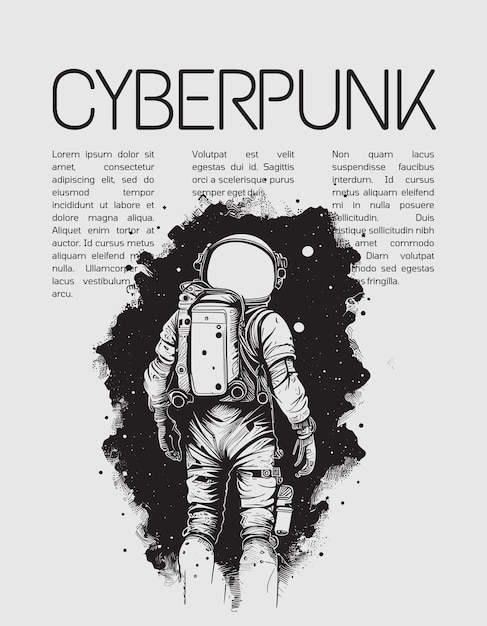 Vector cyberpunk astronaut tshirt design