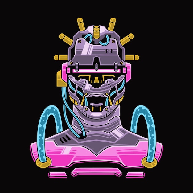 Cyberpunk cyborg premium vector