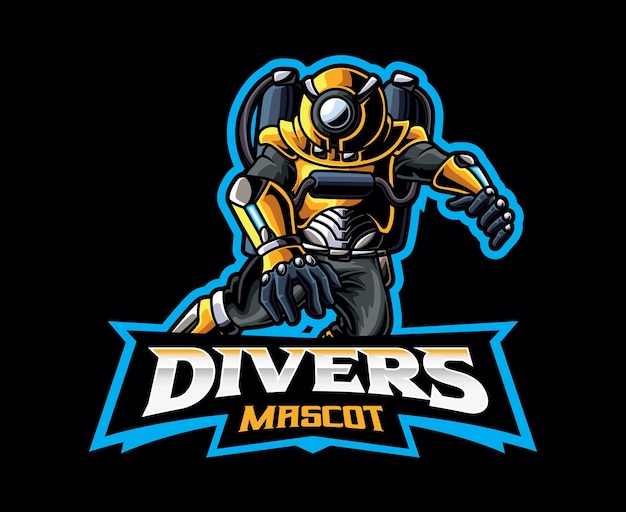 Cyberpunk diver mascotte logo design