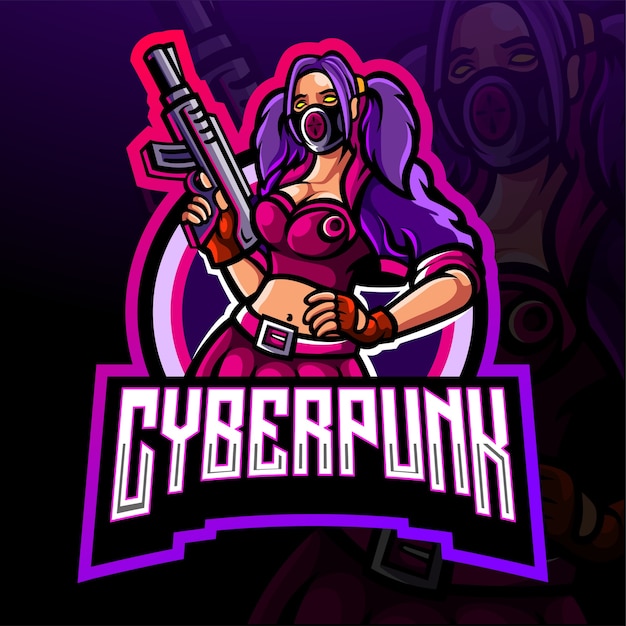 Vector cyberpunk esport logo mascot design