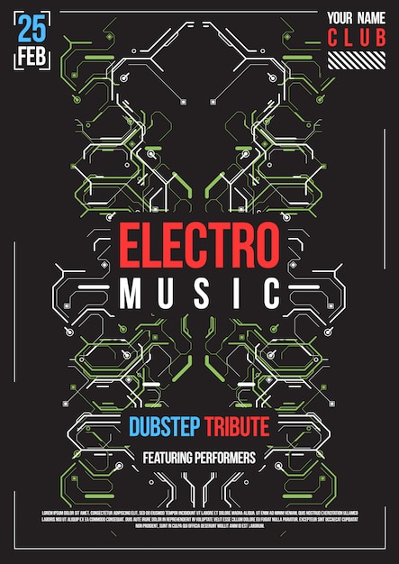 Vector cyberpunk futuristic poster. retro futuristic poster template. electronic music layout. modern club party flyer.