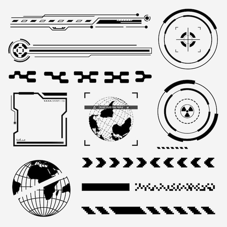 Vector cyberpunk futuristic streetwear fashion design elements
