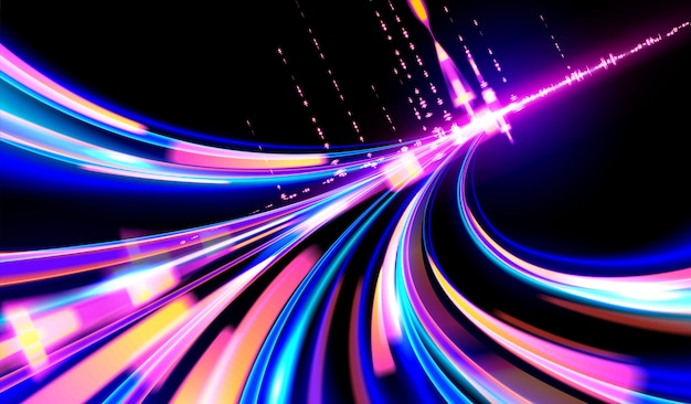 Vector cyberpunk light trails background