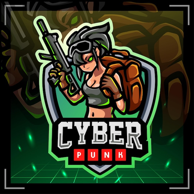 Cyberpunk mascotte esport logo-ontwerp