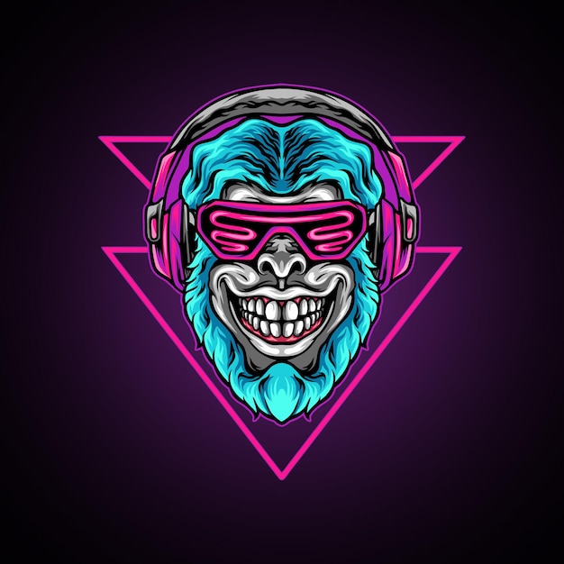 Cyberpunk Monkey With Headphone