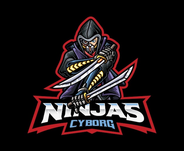 Cyberpunk ninja mascot logo