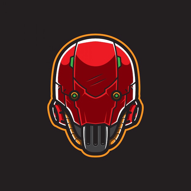 Vettore testa di cyberpunk robot logo template