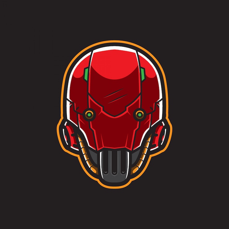Vector cyberpunk robot head logo  template