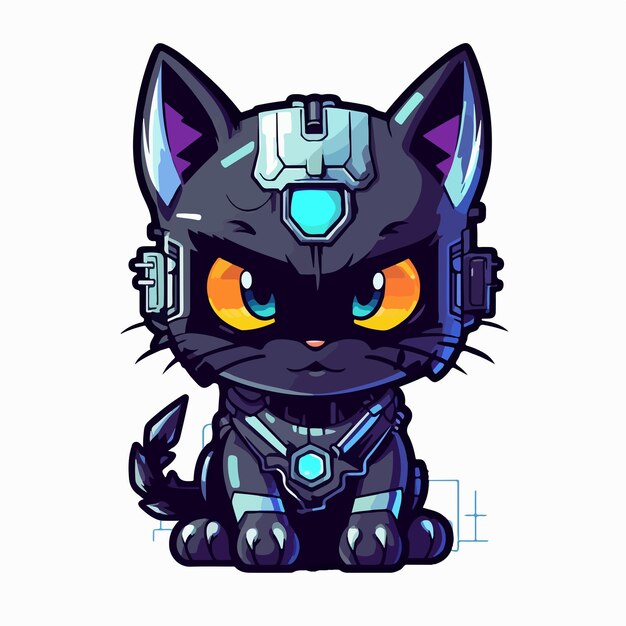 Vector cyberpunk schattige kat vector