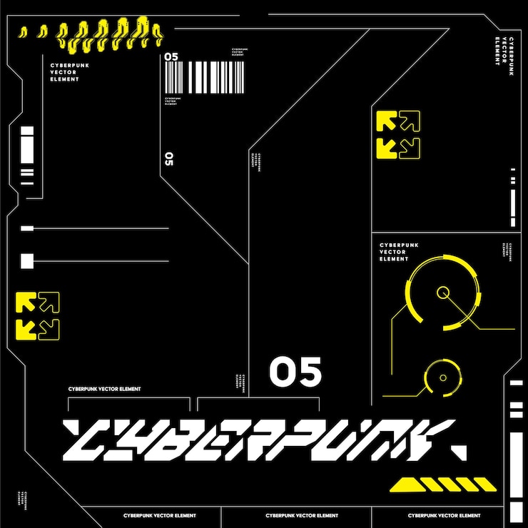 Vector サイバーパンク サイエンス・フィクションゲーム フューチャリスト アイコン パターン シームレス セット コレクション テンプレート 2d イラスト