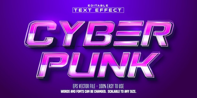 벡터 cyberpunk 텍스트, 사이버 기술 스타일 편집 가능한 텍스트 효과