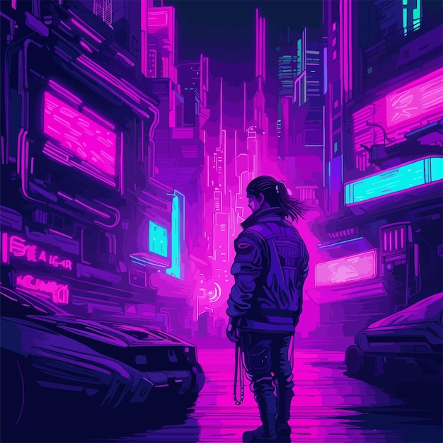 Vettore disegno di illustrazione vettoriale cyberpunk per maglietta