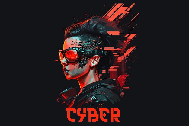 Cyberpunk-vectorkunst voor t-shirtontwerp