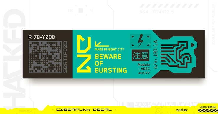 Vector cyberpunk warning decal
