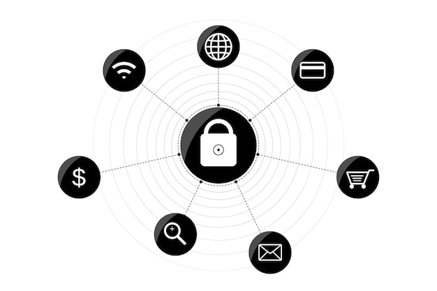 Crittografia dei dati online del concetto di protezione dei dati di sicurezza informatica