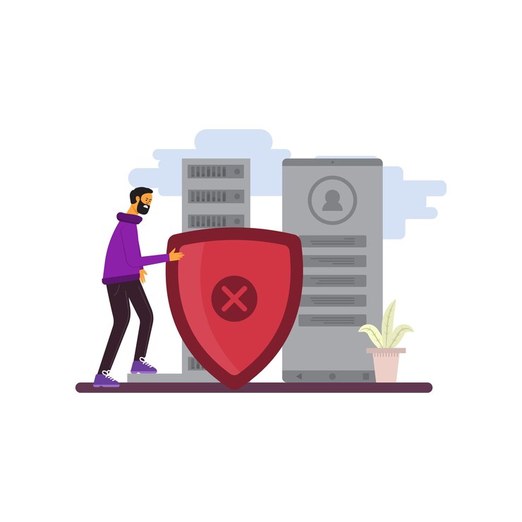Vector cybersecurity risk concept vector illustration
