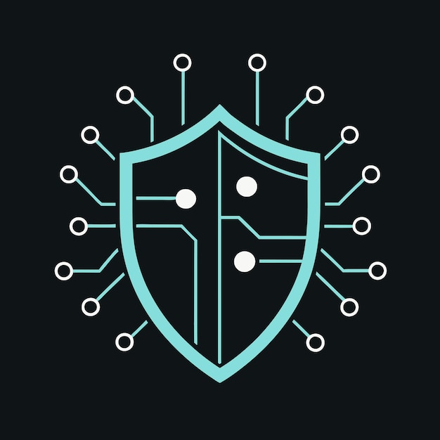 Cybersecurity Shield with Binary Code and Circuit Design