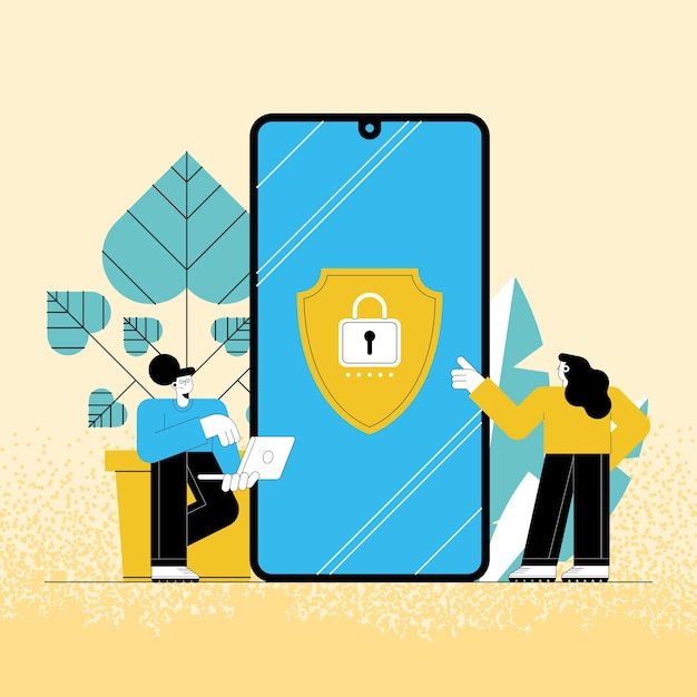 Utenti della tecnologia di sicurezza informatica nello smartphone