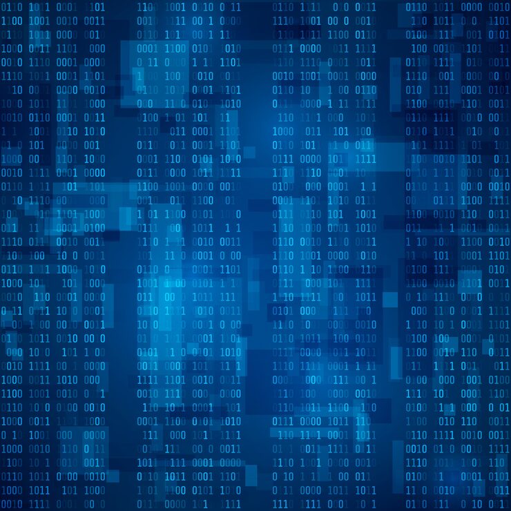 Vector cyberspace. stream of blue binary code. futuristic background. visualization and processing of data in binary format.  illustration