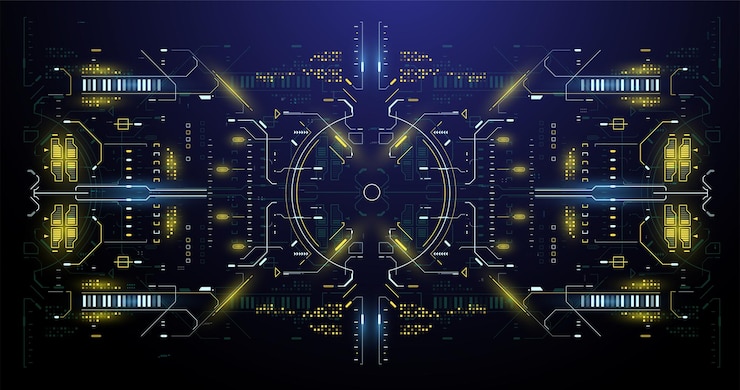 Vector cyberspace virtual reality in hud style. hud user interface. sci-fi concept design. cyberpunk sky-fi illustration. futuristic vr display. futuristic abstract technology template. abstract tech.