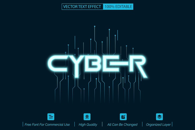 Vector cyberstijl vector bewerkbaar teksteffect