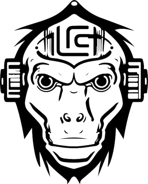 Vettore cyborg ape esport logo mascotte design illustrazione tecnica della scimmia per la stampa o il logo