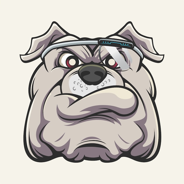 Vector cyborg bulldog head