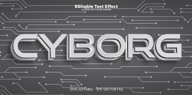 Cyborg editable text effect in modern trend style