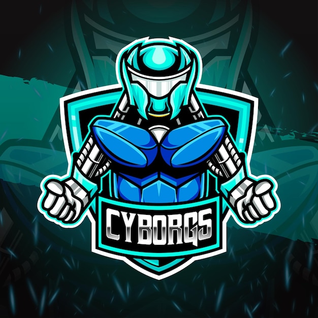 Vector cyborg esport logo character icon