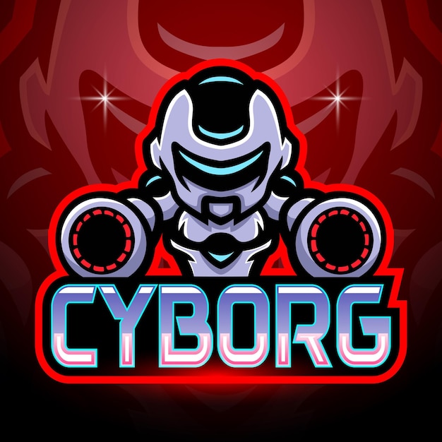 Disegno della mascotte del logo cyborg esport