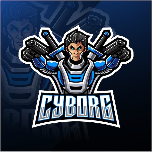 Cyborg esport mascotte logo ontwerp