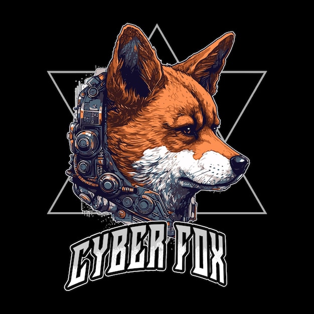 Vector cyborg fox-robot in cyberpunk-tijdperk voor logo van esport- of sportteam