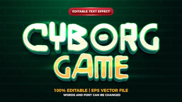 Cyborg game futuristic 3d editbale text effect