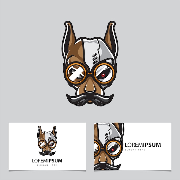 Cyborg hond hoofd mascotte logo