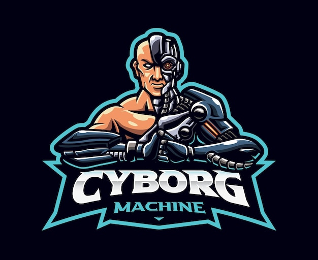 Disegno del logo mascotte cyborg