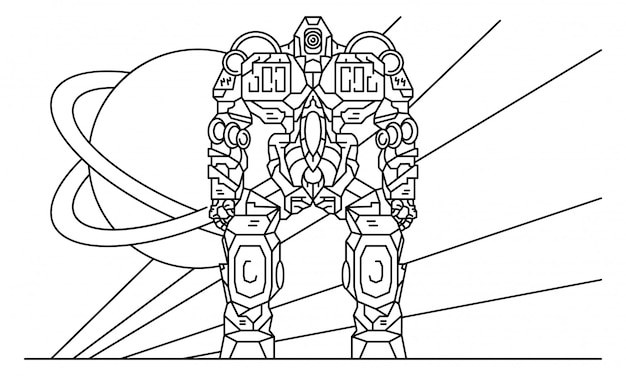 Vector cyborg robot-transformator concept achtergrond, overzichtsstijl