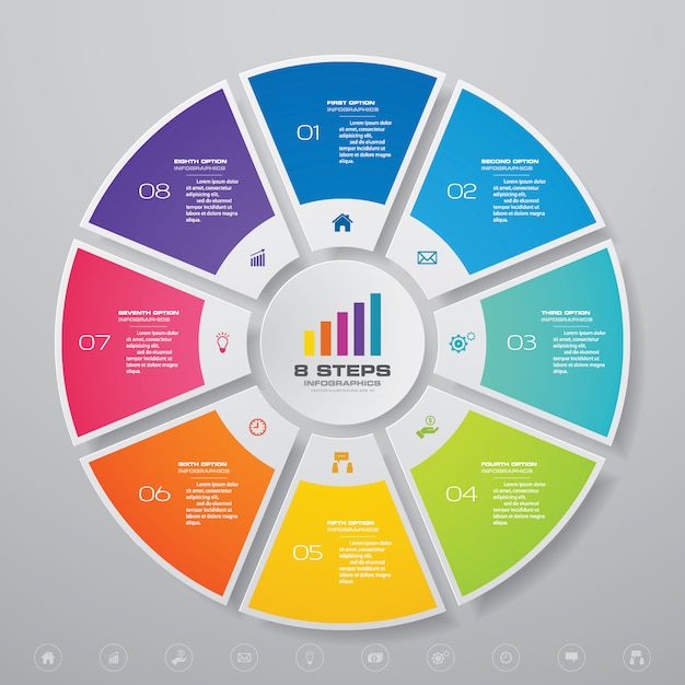 Elementi di infografica del diagramma del ciclo per la presentazione dei dati.