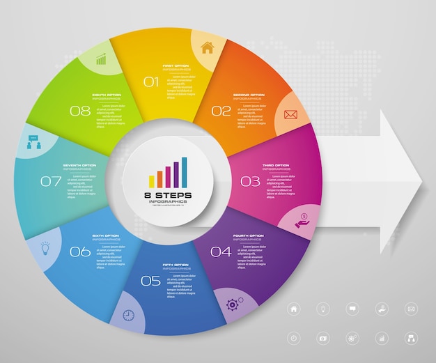 Vettore elementi di infographics del grafico del ciclo per la presentazione dei dati