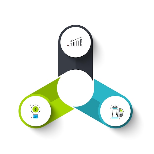 Vector cycle infographic diagram with 3 options or steps. slide for business presentation.